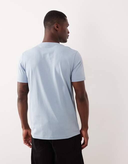 HUGO Boss cotton jersey t-shirt with logo print in mid blue, 4 of 5