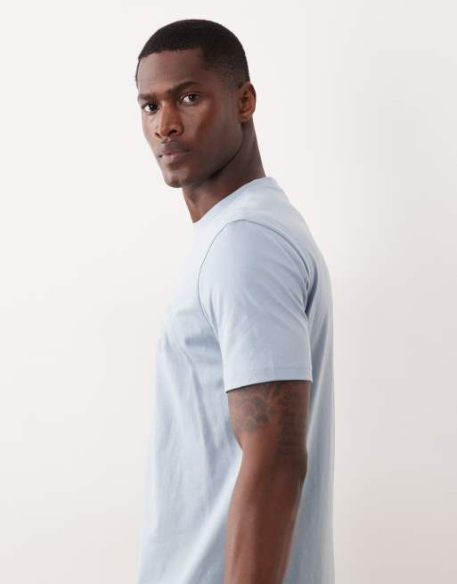 HUGO Boss cotton jersey t-shirt with logo print in mid blue, 5 of 5