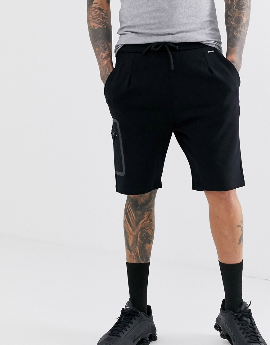 Hugo Boss Dimes jersey logo shorts-Black