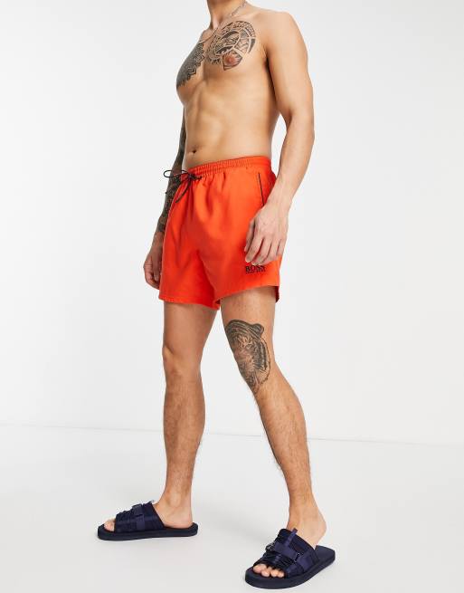 Orange hugo boss store shorts