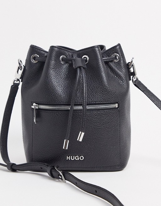 Hugo Boss drawstring bucket bag in black