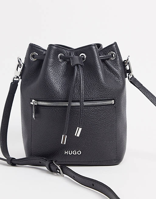 Hugo Boss drawstring bucket bag in black | ASOS