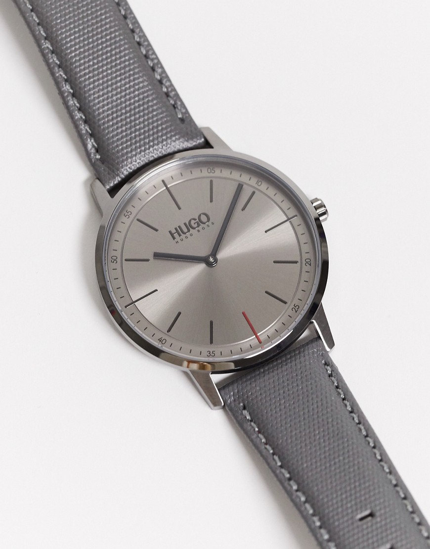 Hugo Boss - exist - horloge met grijze leren bandje-grijs