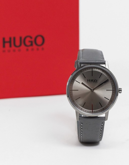 Hugo Boss exist watch with grey leather strap