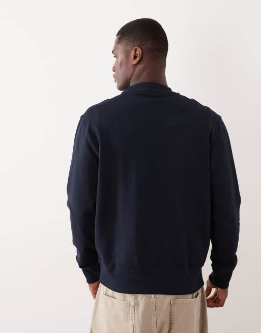 HUGO BOSS - Felpa comoda blu scuro con stampa del logo, 4 di 5