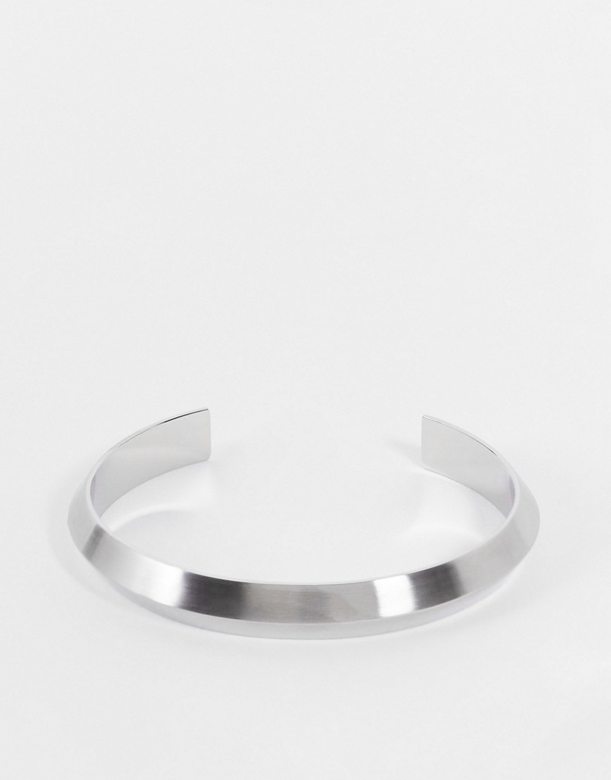 Hugo Boss Insignia open cuff bracelet in silver