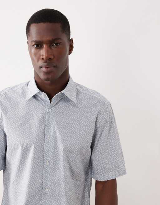 Hugo Boss – Kurzärmliges Hemd in Pastellblau mit Knopfleiste, 2 von 5