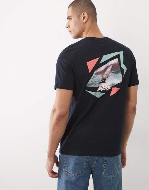 Hugo Boss – Kurzärmliges Regular-Fit- in Dunkelblau mit Grafik - view 1