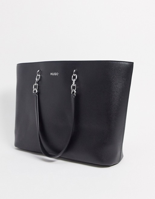 Hugo Boss leather shopper bag in black