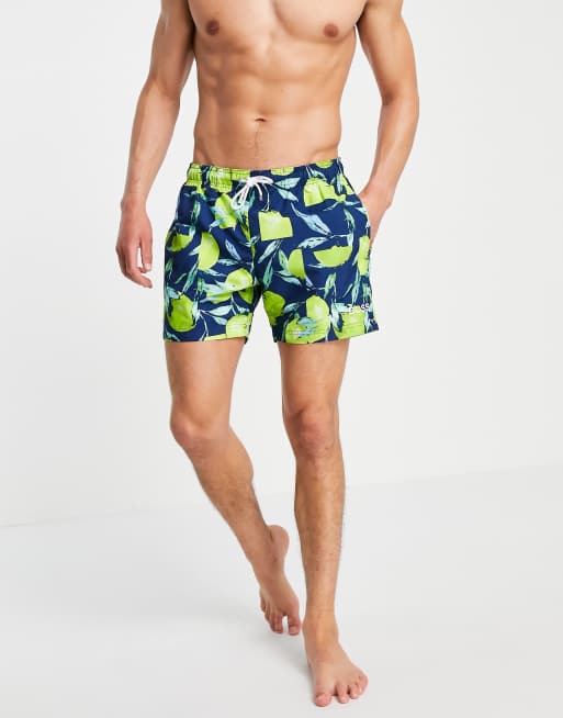 Hugo Boss lemon shark swim shorts in blue ASOS