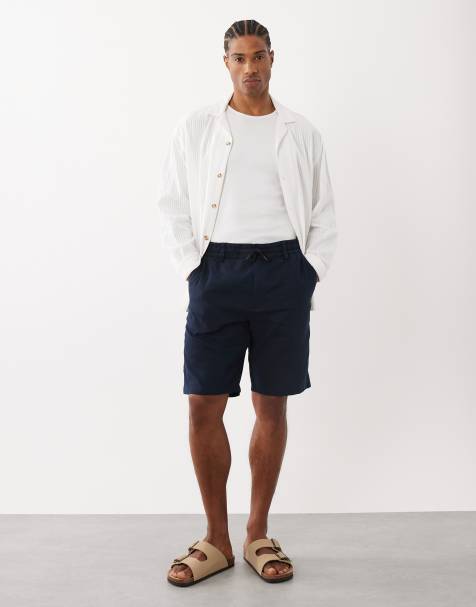 HUGO BOSS linen-blend shorts in dark blue - view 1