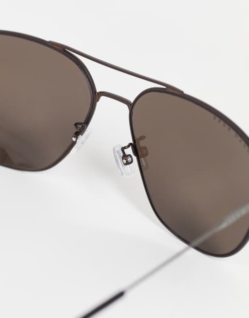 Hugo Boss - Lunettes de soleil aviateur classiques - Marron, 3 de 4