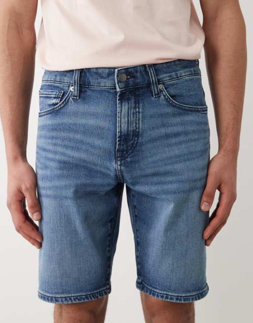 HUGO Boss – Mellanblå, tvättade jeansshorts, 4 av 5