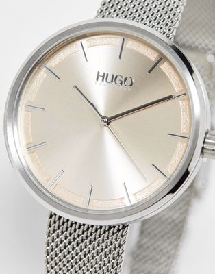 Hugo Boss mesh strap watch in silver