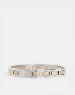Hugo Boss metal link bracelet in silver and rose gold
