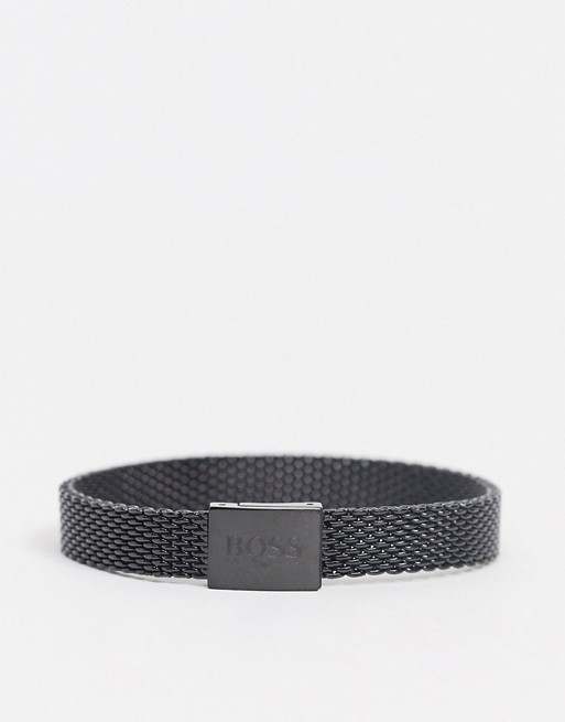 Hugo Boss metal mesh bracelet in black