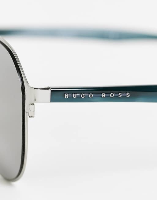 Hugo Boss mirrored slim aviator sunglasses in silver 1216/F/SK, 3 of 4