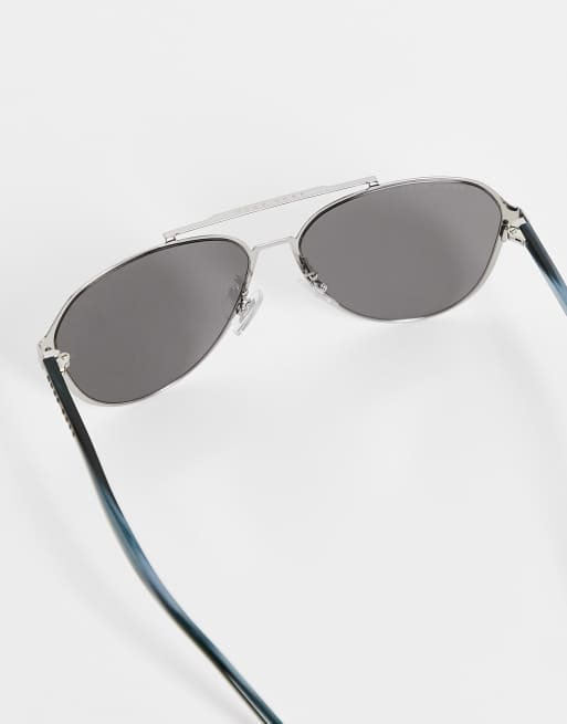 Hugo Boss mirrored slim aviator sunglasses in silver 1216/F/SK, 4 of 4