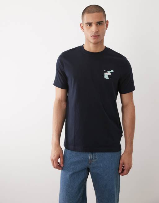 Hugo Boss - Mørkeblå T-shirt med korte ærmer og grafik i Regular Fit, 5 af 5