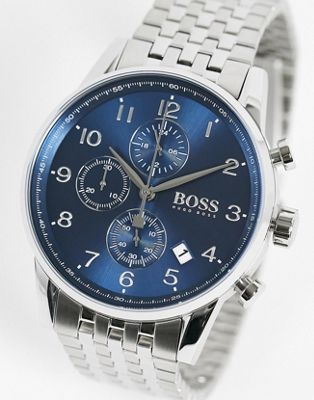 Hugo Boss Navigator watch in silver and blue