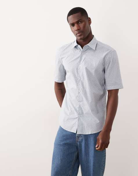 Hugo Boss - Overhemd met korte mouwen en knoopsluiting in pastelblauw - view 1