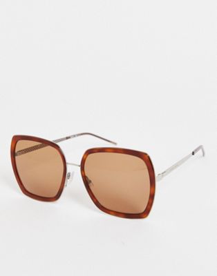 Hugo Boss oversized sqaure sunglasses in havana tort