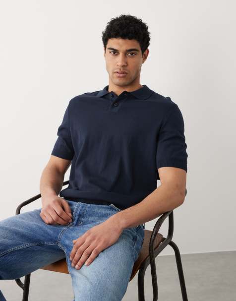 Hugo Boss regular fit collar knit shirt in dark blue - view 1