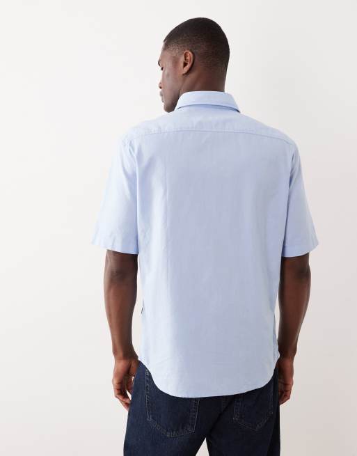 Hugo Boss regular fit cotton short sleeve button up shirt in blue, 4 of 5