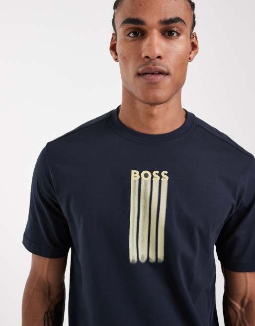 HUGO BOSS – Regular-Fit-T-Shirt in Dunkelblau mit Grafik, 5 von 5