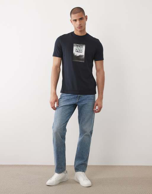 HUGO BOSS relaxed fit graphic short sleeve t-shirt in dark blue, 2 of 5