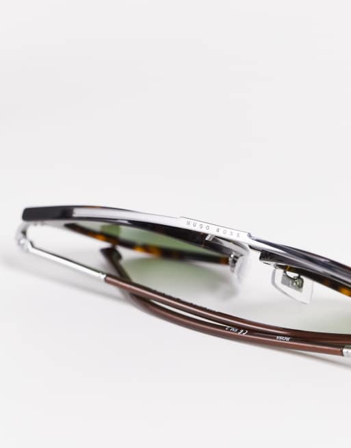 Hugo Boss - Ronde aviator zonnebril in tortoise 1178/S, 4 van 4