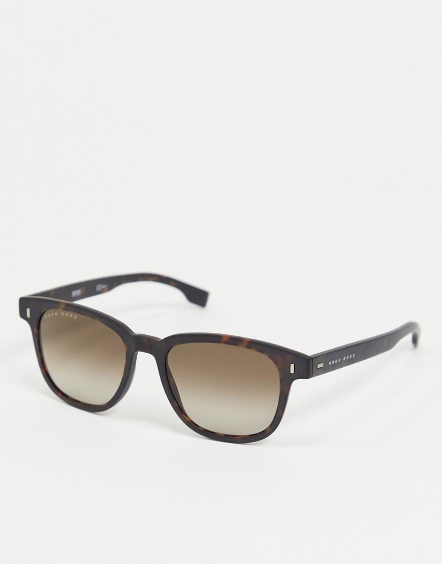 Hugo Boss round sunglasses in dark tortoise shell-Brown