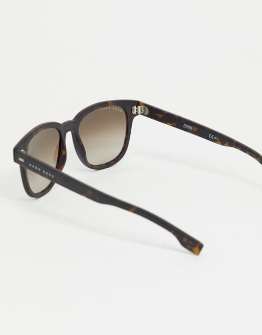 Hugo Boss round sunglasses in dark tortoiseshell