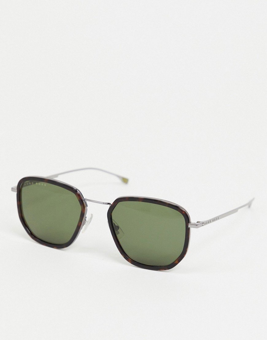 Hugo Boss Round Sunglasses In Tortoise Shell-brown
