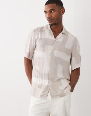 Hugo Boss short sleeve printed button up shirt in grey