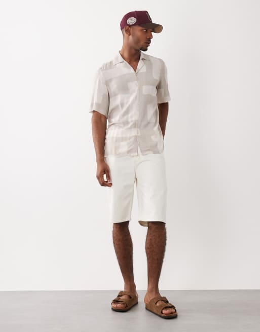 Hugo Boss short sleeve printed button up shirt in grey, 2 of 5