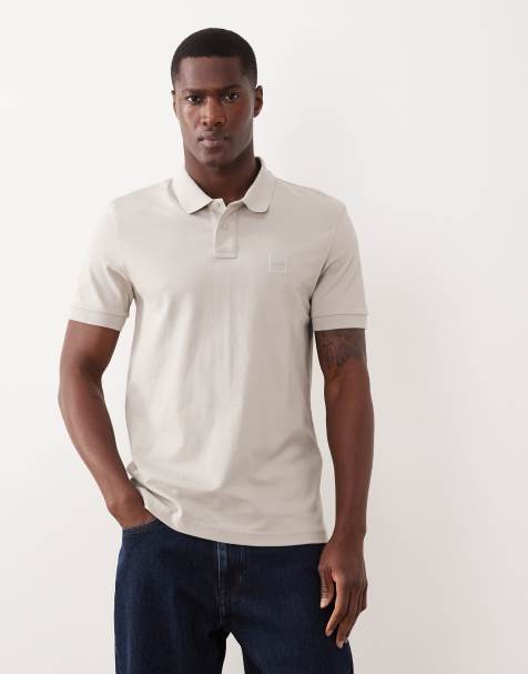 Hugo Boss slim polo shirt in light grey - view 1