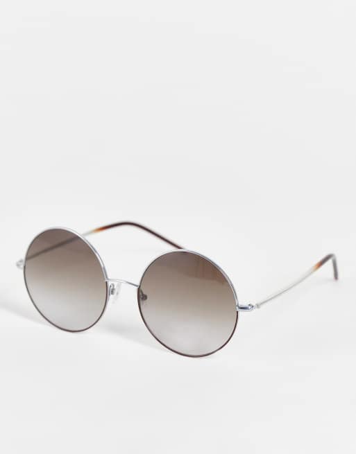 Hugo Boss – Srebrne okrągłe okulary przeciwsłoneczne oversize
