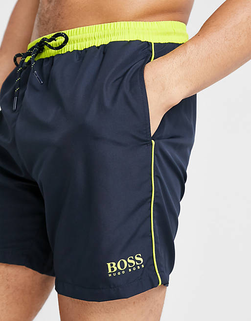 Hugo Boss starfish swim shorts in navy | ASOS