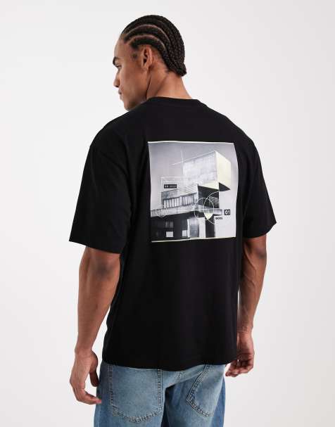 Hugo Boss – Svart, avslappnad t-shirt med tryck - view 1