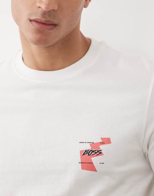 Hugo Boss - T-shirt a maniche corte bianca vestibilità comoda con grafica, 3 di 5