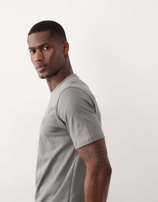 Hugo Boss – T-Shirt aus Baumwolljersey in Dunkelgrau mit Logoaufnäher, 5 von 5