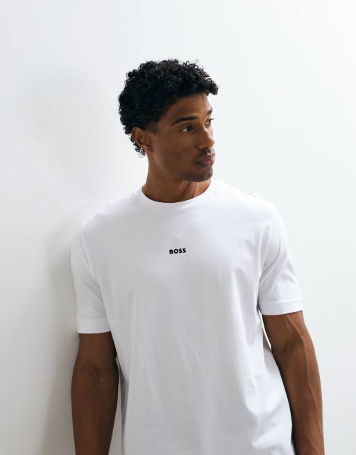 HUGO BOSS - T-shirt bianca vestibilità comoda con grafica piccola, 4 di 5