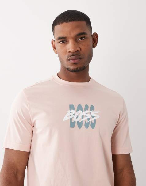 Hugo Boss - T-shirt coupe classique à manches courtes et imprimé graphique - Rose - view 1