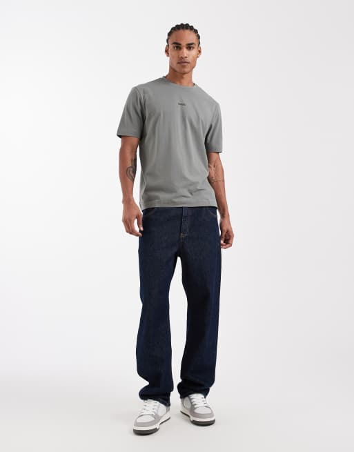 Hugo Boss - T-shirt in cotone grigio scuro con logo a contrasto, 2 di 5
