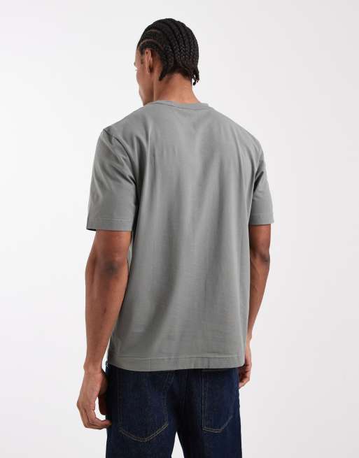 Hugo Boss - T-shirt in cotone grigio scuro con logo a contrasto, 3 di 5