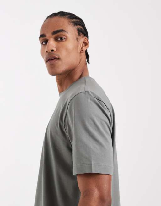 Hugo Boss - T-shirt in cotone grigio scuro con logo a contrasto, 4 di 5
