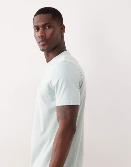 HUGO BOSS - T-shirt in jersey di cotone azzurro con stampa del logo, 4 di 5