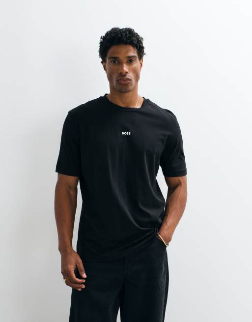 Hugo Boss T-shirt med lille grafik i sort og afslappet pasform, 5 af 5