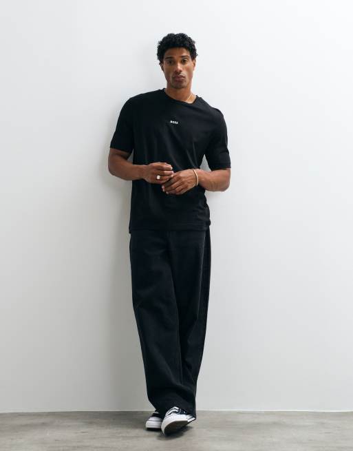 HUGO BOSS - T-shirt nera vestibilità comoda con grafica piccola, 2 di 5
